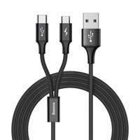 Baseus Rapid kabel przewód USB 2w1 USB Typ C / micro USB w nylonowym oplocie 3A 1.2m czarny (CAMT-ASU01)