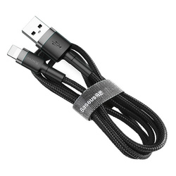 Baseus Cafule Cable wytrzymały nylonowy kabel przewód USB / Lightning QC3.0 1.5A 2M czarno-szary (CALKLF-CG1)