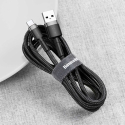 Baseus Cafule Cable Durable Nylon Braided Wire USB / USB-C QC3.0 2A 2M black-grey (CATKLF-CG1)