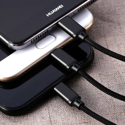 Remax Gition RC-131th nylonowy kabel 3w1 USB - micro USB / Lightning / USB-C 2.8A 1,15M czarny