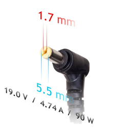 Zasilacz do notebooka Akyga AK-ND-12 19V / 4.74A 90W 5.5 x 1.7 mm ACER 1.2m