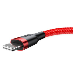 Baseus Cafule Cable wytrzymały nylonowy kabel przewód USB / Lightning QC3.0 1.5A 2M czerwony (CALKLF-C09)