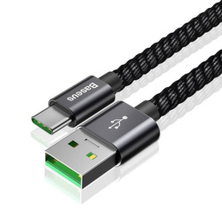 Baseus wytrzymały nylonowy kabel przewód USB / USB Typ C QC3.0 5A 1m czarny (CATKC-A01)