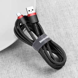 Baseus Cafule Cable Durable Nylon Braided Wire USB / USB-C QC3.0 2A 3M black-red