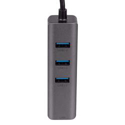 Hub USB type C do 3x USB 3.0 Akyga AK-AD-66 z kartą sieciową 10/100/1000 15cm