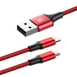 Baseus Rapid 2in1 USB cable Lightning / micro USB Cable with Nylon Braid 3A 1.2m red (CAML-SU09)