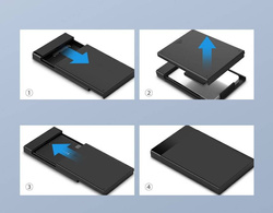 Ugreen enclosure for HDD/SSD, compatible with SATA 2.5'' drives, offers USB 3.2 Gen 1 (5 Gbps) connectivity through a micro USB SuperSpeed port. It comes with an included 0.5m black cable.