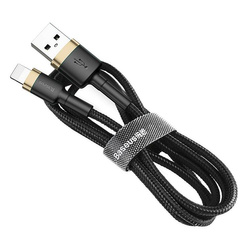 Baseus Cafule Cable wytrzymały nylonowy kabel przewód USB / Lightning QC3.0 2.4A 0,5M czarno-złoty (CALKLF-AV1)