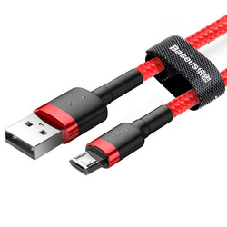 Baseus Cafule Cable wytrzymały nylonowy kabel przewód USB / micro USB QC3.0 2.4A 1M czerwony (CAMKLF-B09)