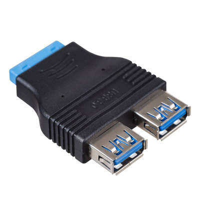 Adapter Akyga AK-CA-58 2x USB 3.0 A (f) / USB 19 pin (f)