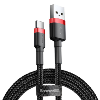 Baseus Cafule Cable wytrzymały nylonowy kabel przewód USB / USB-C QC3.0 2A 3M czarno-czerwony