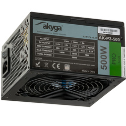 ATX Power Supply 500W Akyga AK-P3-500 P4+4 2x PCI-E 6+2 pin 5x SATA 2x Molex PPFC FAN 12cm