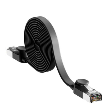 Baseus płaski kabel internetowy Ethernet patchcord RJ45 Cat 6 1000Mbps 8 m czarny (PCWL-E01)
