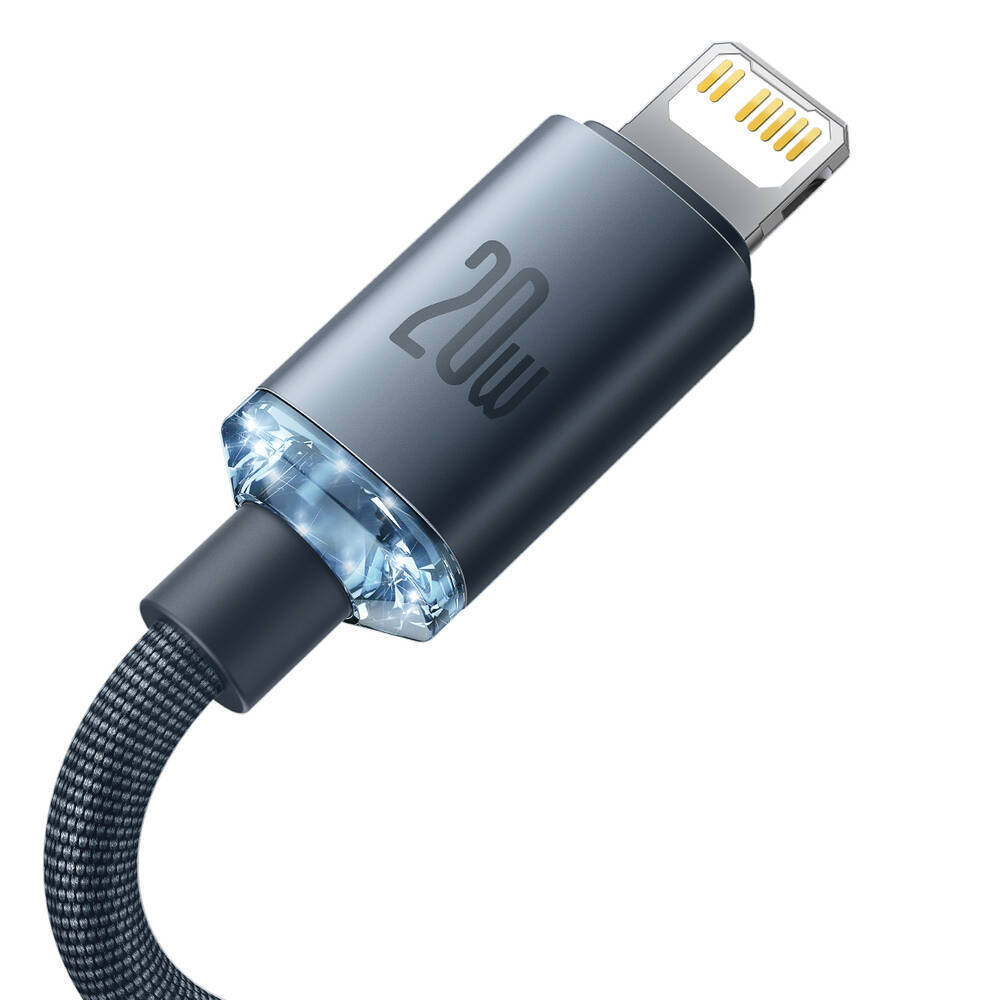 Baseus Crystal Shine Series kabel przewód USB do szybkiego ładowania i transferu danych USB Typ C - Lightning 20W 2m czarny (CAJY000301)