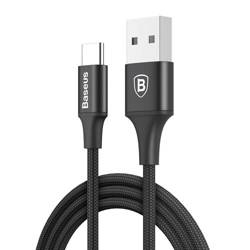 Baseus Rapid kabel przewód USB / USB Typ C w nylonowym oplocie z diodą LED 2A 1m czarny (CATSU-B01)