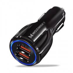 Wozinsky ładowarka samochodowa szybkie ładowanie Quick Charge 3.0 QC3.0 3.1A 2xUSB czarny (WCC-02)