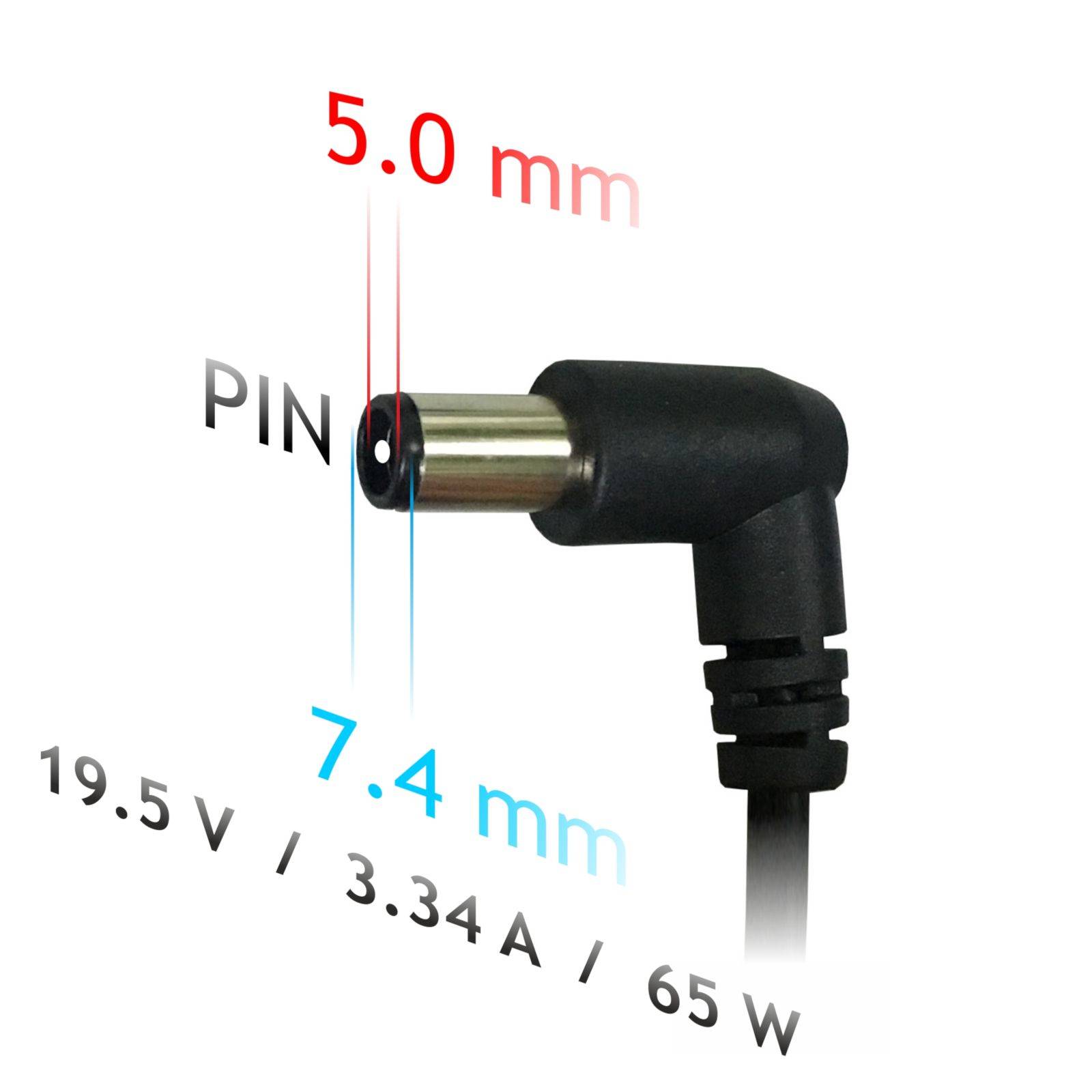 Zasilacz do notebooka Akyga AK-ND-05 19.5V / 3.34A 65W 7.4 x 5.0 mm + pin DELL 1.2m